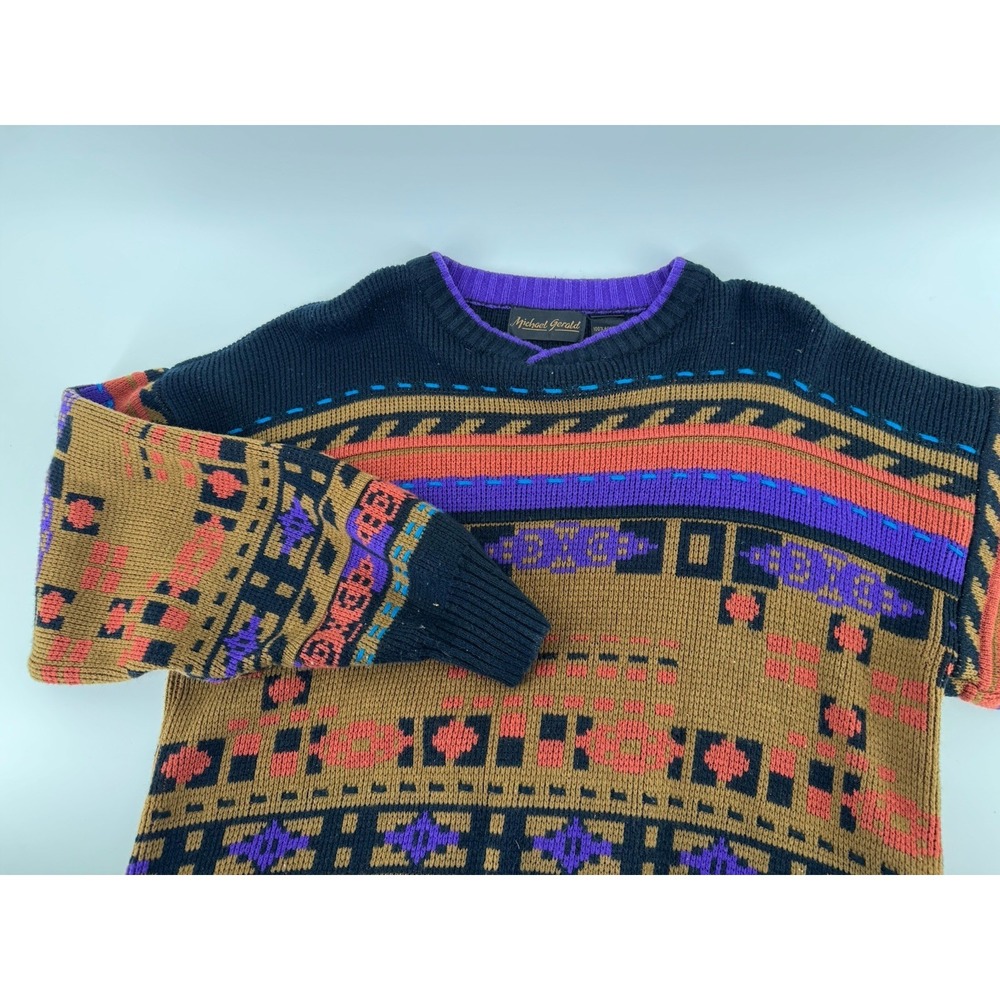 Vintage 90s Michael Gerald Pullover Sweater Men's Size Large L 100% Acrylic